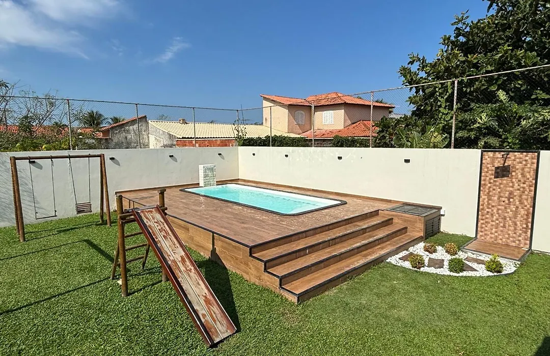 Casa com piscina, ar condicionado, campo de futebol e área gourmet a um quarteirão da lagoa de Praia Seca-1