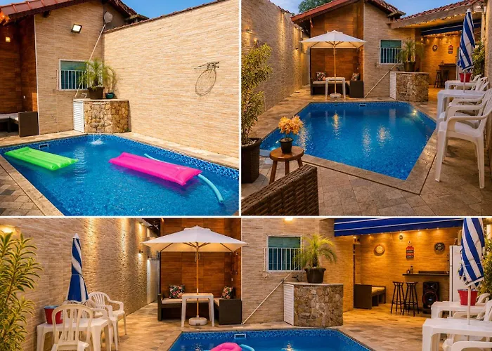 Casa Moderna e Aconchegante com Piscina Aquecida e Lareira a Apenas 50 mts da Praia